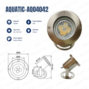 Aquatic 4w 12v Ss304 Underwater Standing Light | Warm White | AQ04042