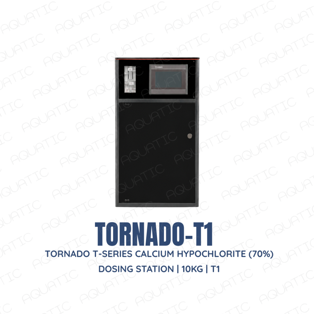 MESIN DOSING KIMIA OTOMATIS KOLAM RENANG | CALCIUM HYPOCHLORITE 70% | TORNADOS SERIES T1 T3 EC4 — image 1